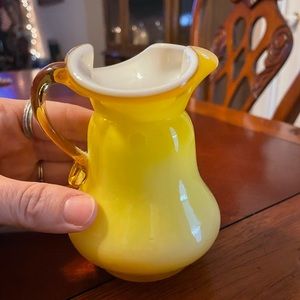 Vintage Kanawha Yellow Cased Glass 5" Miniature Pitcher.